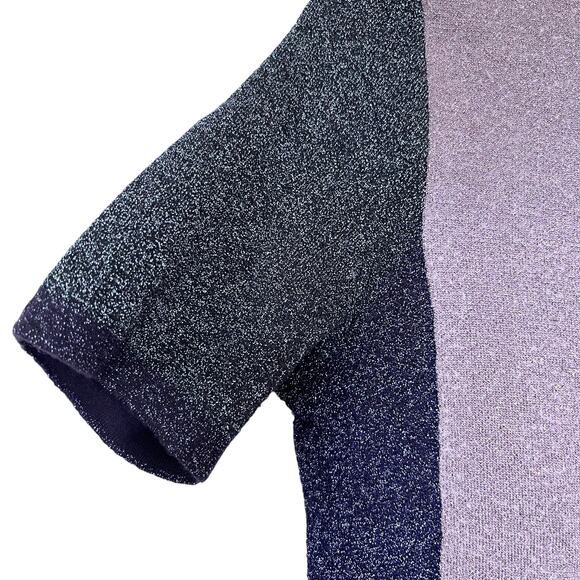 HUGO BOSS Colorblock Top Sweater Pink Purple Black Metallic Wool Blend Large - Picture 5 of 9